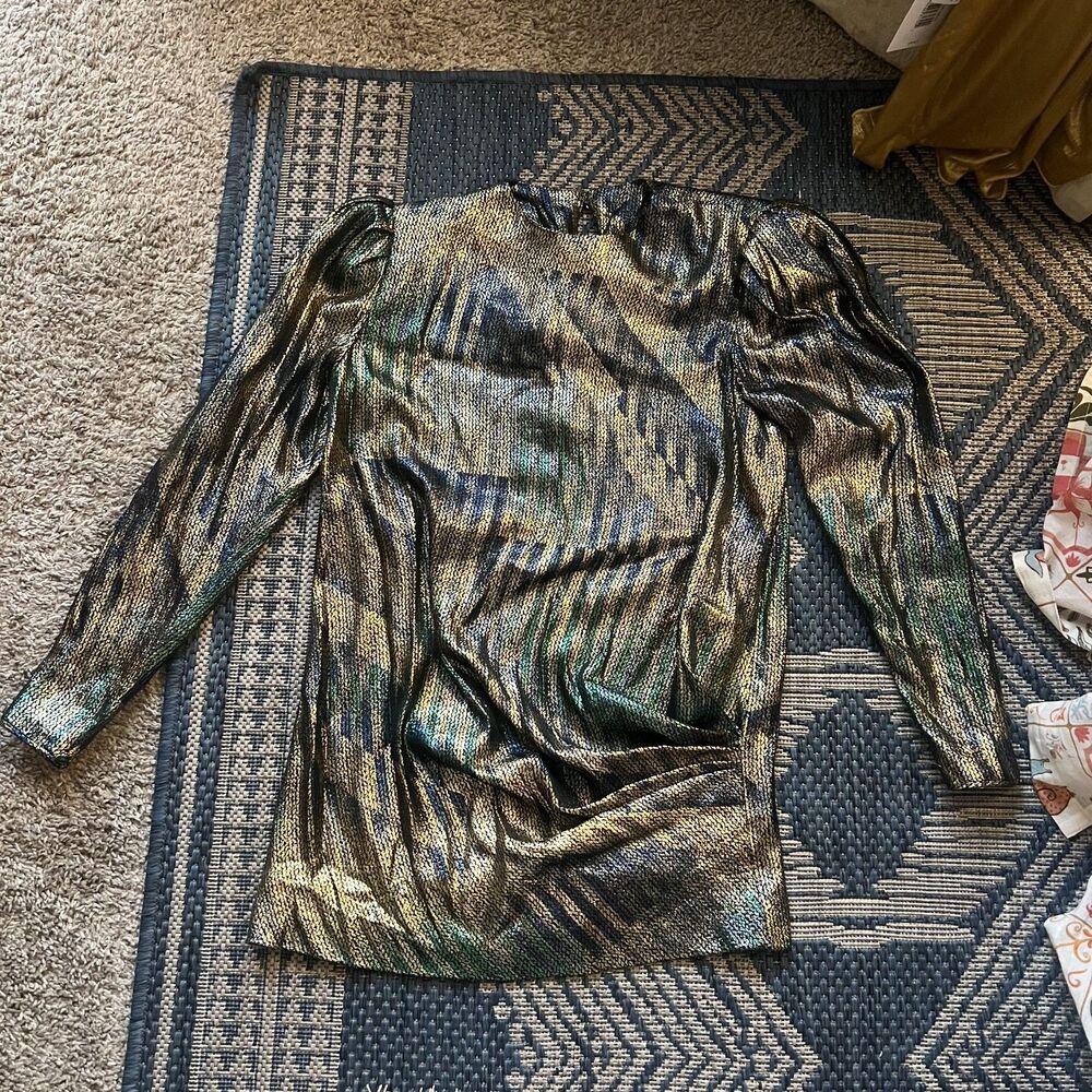 80s vintage glam lamé metallic blouse studio 54 indie sleaze maximalist